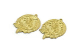 Brass Round Charm, Raw Brass Butterfly Charm With 1 Loop, Leaf Charms, Findings(32x23x1.5mm) N2254