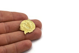 Brass Round Charm, Raw Brass Butterfly Charm With 1 Loop, Leaf Charms, Findings(32x23x1.5mm) N2254