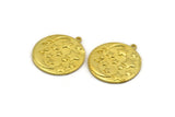 Brass Round Charm, Raw Brass Crescent Moon And Star Charm With 1 Loop, Findings (28x25.5x1.5mm) N2224