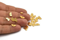 Gold Semi Circle, 12 Gold Plated Brass Half Moon Connector With 2 Holes, Charms, Pendants (10x5x1mm) D1382 H0883