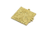 Brass Square Charm, Raw Brass Sun And Palm Tree Charm With 1 Loop, Sea Charms, Boat Charms, Findings (26x26x1.5mm) N2231
