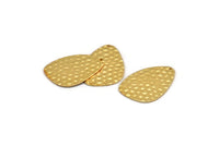 Gold Drop Charm, Hammered Gold Plated Brass Drop Charm With 1 Hole, Finding (37x26x1mm) D1151