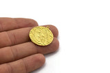 Brass Round Charm, Raw Brass Flower Charm With 1 Loop, Leaf Charms, Findings (30x27x1.5mm) N2240
