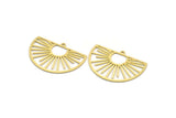 Brass Sun Charm, 8 Raw Brass Semi Circle Shaped Charms With 1 Loop, Charm Pendants, Findings (25x35x0.60mm) A6230