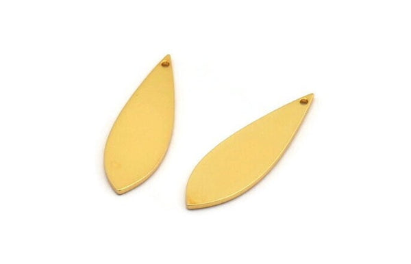 Gold Marquise Charm, 4 Gold Plated Brass Marquise Charms With 1 Hole, Earrings, Pendants (31x9x1mm) D1356