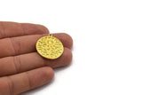 Brass Round Charm, Raw Brass Sun And Star Charm With 1 Loop, Findings (29x25.5x1.5mm) N2270