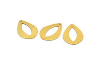 Gold Drop Charm, 4 Gold Plated Brass Drop Charms With 1 Hole, Earrings, Pendants, Findings (25x18x0.60mm) D1149