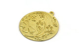 Brass Round Charm, Raw Brass Butterfly Charm With 1 Loop, Leaf Charms, Findings (30x27x1.5mm) N2243