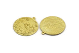 Brass Round Charm, Raw Brass Butterfly Charm With 1 Loop, Leaf Charms, Findings (30x27x1.5mm) N2243
