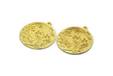 Brass Round Charm, Raw Brass Butterfly Charm With 1 Loop, Leaf Charms, Findings (30x27x1.5mm) N2243