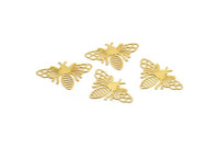 Gold Bee Charm, 12 Gold Plated Brass Bee Charms, Findings (19x26x0.30mm) D1679