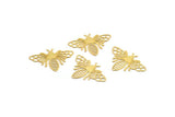 Gold Bee Charm, 12 Gold Plated Brass Bee Charms, Findings (19x26x0.30mm) D1679