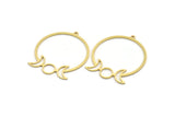 Brass Round Charm, 2 Raw Brass Crescent Moon Shaped Charms With 1 Loop, Charm Pendants, Findings (41x35x0.80mm) A6238