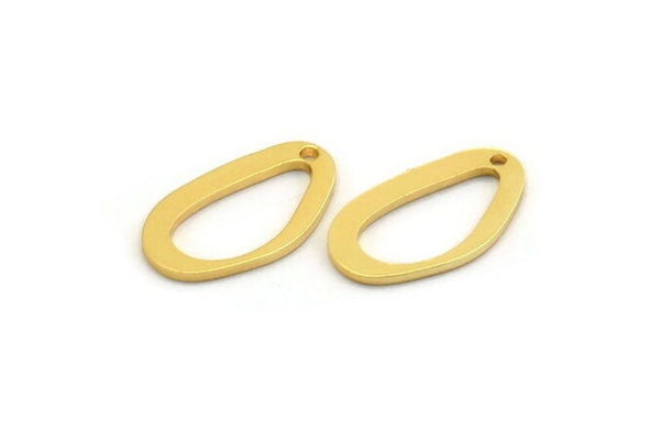 Gold Drop Charm, 8 Gold Plated Brass Drop Charms With 1 Hole, Earrings, Findings (19x11x1mm) D842