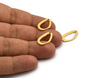 Gold Drop Charm, 8 Gold Plated Brass Drop Charms With 1 Hole, Earrings, Findings (19x11x1mm) D842