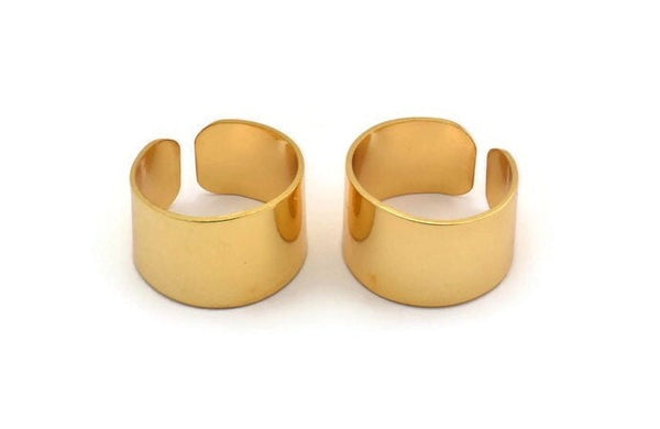 Ring Settings for Soldering - Gold Plated Brass Adjustable Smooth Ring Setting for Soldering (19mm) Mn53 H0264