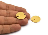 Gold Round Charm, Gold Plated Brass Coin Charm With 1 Hole, Pendant, Earring, Finding (20x1mm) D1135