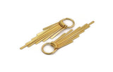 Gold Fringed Earring, Gold Plated Brass Hammered Fringed Trim Earring With 1 Loop, Pendant, Finding (82x18mm) E380 H0636