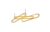 Gold Oval Earring, 4 Gold Plated Brass Oval Stud Earrings (40x8x1mm) D1289 A2063