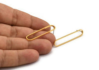 Gold Oval Earring, 4 Gold Plated Brass Oval Stud Earrings (40x8x1mm) D1289 A2063