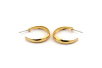 Gold Circle Earring, 2 Gold Plated Brass Circle Stud Earrings (25x4x1.2mm) D1283