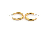 Gold Circle Earring, 2 Gold Plated Brass Circle Stud Earrings (25x4x1.2mm) D1283