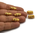 Gold Spool Beads, Gold Plated Brass Spool Shaped Bead (16x8mm) N0226 F043
