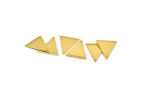 Gold Triangle Charm, 2 Gold Plated Brass Triangle Charms With 8 Holes, Findings (26x23x1mm) D1225