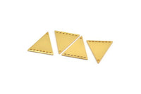 Gold Triangle Charm, 2 Gold Plated Brass Triangle Charms With 8 Holes, Findings (26x23x1mm) D1225