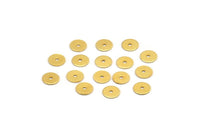 Gold Middle Hole Bead, 24 Gold Plated Brass Round Disc, Middle Hole, Connector, Bead Caps, Findings,  (7mm) Brs 78 A0440