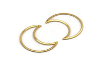 Gold Moon Charms, 4 Gold Plated Brass Crescent Moon Charms With 2 Holes, Pendants, Findings, Necklace Connectors (35x15x0.80mm) M03044