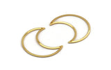 Gold Moon Charms, 4 Gold Plated Brass Crescent Moon Charms With 2 Holes, Pendants, Findings, Necklace Connectors (35x15x0.80mm) M03044