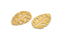 Gold Leaf Blank, 2 Textured Gold Plated Brass Leaf Blanks, Brass Blanks, Stamping Blanks (30x20x0.80mm) M01755