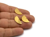 Gold Semi Circle, 4 Gold Plated Brass Half Moon Charms With 1 Hole, Pendants (21x10.5x1.2mm) D1479