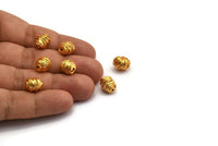 Gold Spool Beads, Gold Plated Brass Spool Shaped Bead (11x9mm) N0227