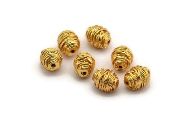 Gold Spool Beads, Gold Plated Brass Spool Shaped Bead (11x9mm) N0227