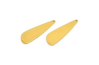 Gold Drop Charm, 2 Gold Plated Brass Drop Charms With 1 Hole, Findings, Earrings, Pendants (46x15x0.80mm) D1125
