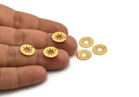 Gold Star Charm, 12 Gold Plated Brass Star Charms With 1 Hole, Findings (12x0.50mm) D1197