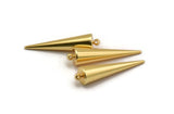 Gold Spike Charm, Gold Plated Brass Spike Tribal Pendant With 1 Loop (10x40mm) D1502