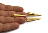 Gold Spike Charm, Gold Plated Brass Spike Tribal Pendant With 1 Loop (10x40mm) D1502