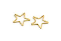 Gold Star Connector, 24 Gold Plated Brass Star Connector, Findings, Charms (14mm) BS 1168