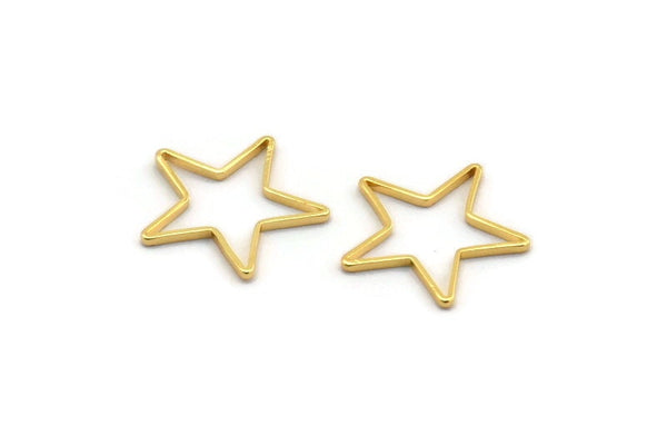 Gold Star Connector, 24 Gold Plated Brass Star Connector, Findings, Charms (14mm) BS 1168