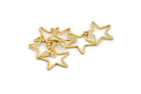 Gold Star Connector, 24 Gold Plated Brass Star Connector, Findings, Charms (14mm) BS 1168