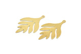 Gold Leaf Charm, 4 Gold Plated Brass Leaf Charms With 1 Loop, Findings (36x22x0.40mm) A1367