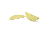 Semi Circle Earring, 6 Raw Brass Half Moon Stud Earrings (29x11x0.80mm) M494