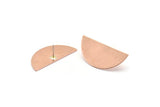 Copper Semi Circle Earring, 4 Raw Copper Half Moon Stud Earring (38x17x0.80mm) M672