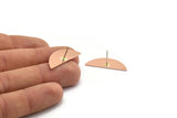 Copper Semi Circle Earring, 6 Raw Copper Half Moon Stud Earring (29x11x0.80mm) M671