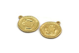 Gold Pisces Charm, 2 Gold Plated Brass Pisces Charms With 1 Loop (17x20mm) F-86
