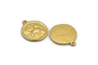 Gold Taurus Charm, 2 Gold Plated Brass Taurus Charms With 1 Loop (17x20mm) F-98