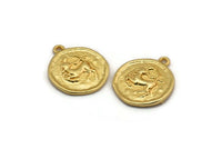 Gold Sagittarius Charm, 2 Gold Plated Brass Sagittarius Charms With 1 Loop (17x20mm) F-89
